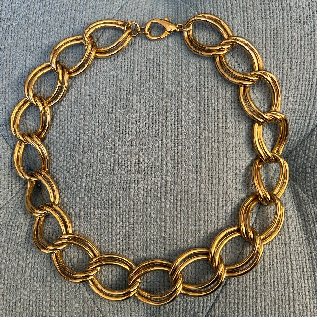 Vintage Erwin Pearl Gold Tone Chunky Double Link Necklace 40$